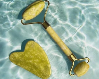 Natural Stone Roller & Gua Sha | Jade, Rose Quartz, Amethyst