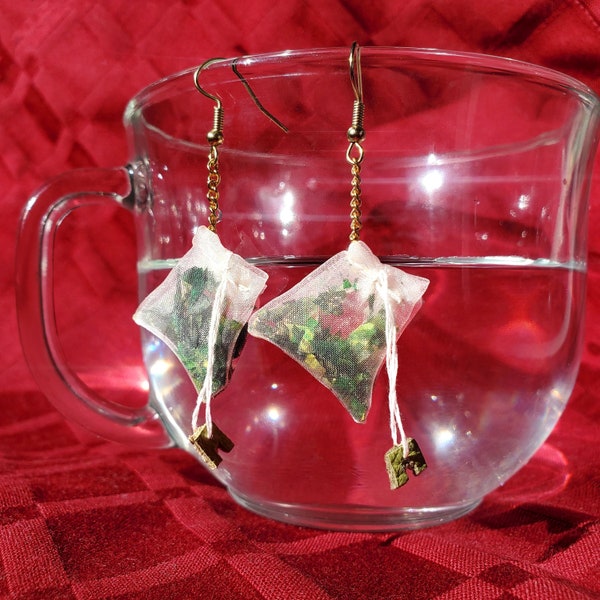 Green Tea Bag Earrings