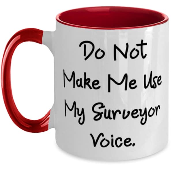 Brilliant Surveyor Gifts, Do Not Make Me Use My Surveyor Voice, Funny Birthday Two Tone 11oz Mug For Coworkers From Team Leader