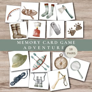Carte abbinate - Set di 18 giochi a tema avventura - Gioco di apprendimento per bambini piccoli - Attività prescolare Download digitale Attività Montessori stampabile