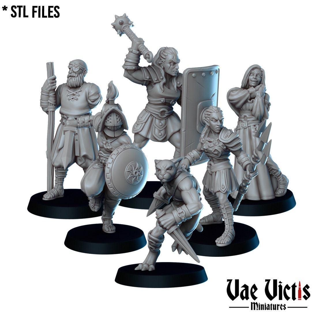 Gladiators 6 Miniatures 28mm/32mm Gray Resin DND Etsy