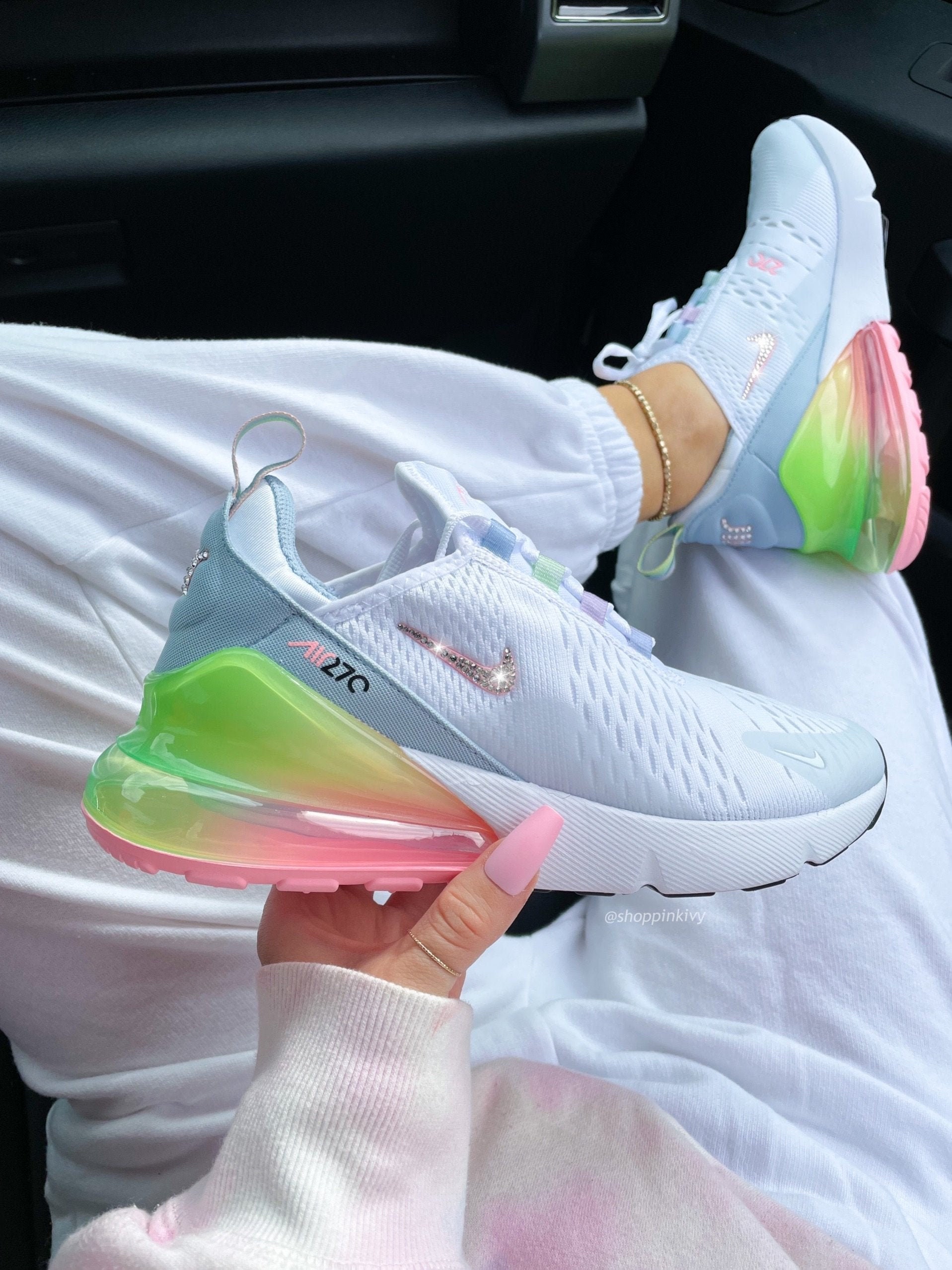 SIZE 5.5 Rainbow Ice Swarovski Nike Womens Girls Air 270 - Etsy