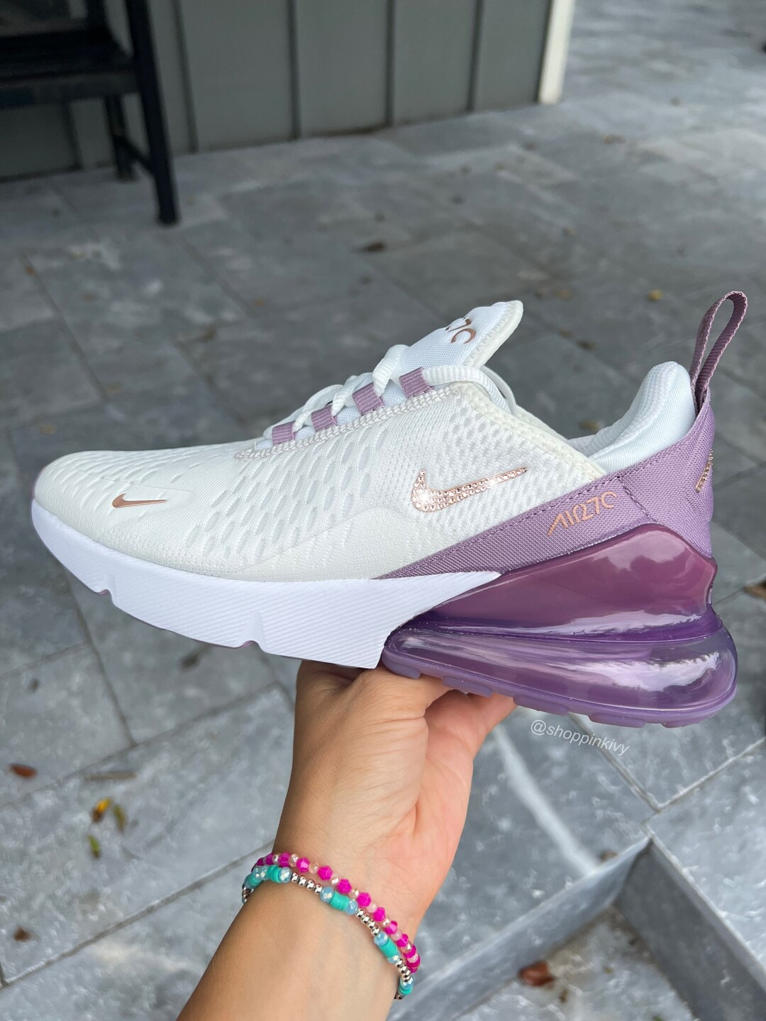 Rose Gold Nike Air Max 270 Sneakers Blinged With Crystals - Etsy
