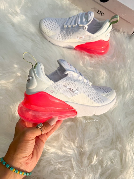 Pink Nike Air Max 270 Sneakers Blinged With Crystals Custom Bling