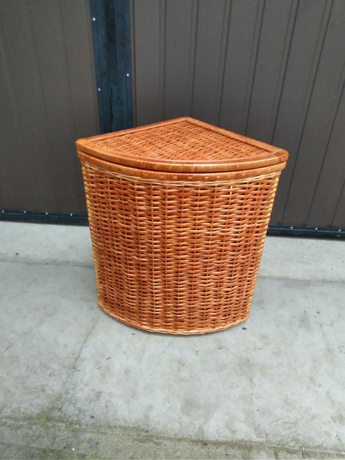 Set of 2 corner wicker laundry basket with lid HANDMADE rattan Etsy