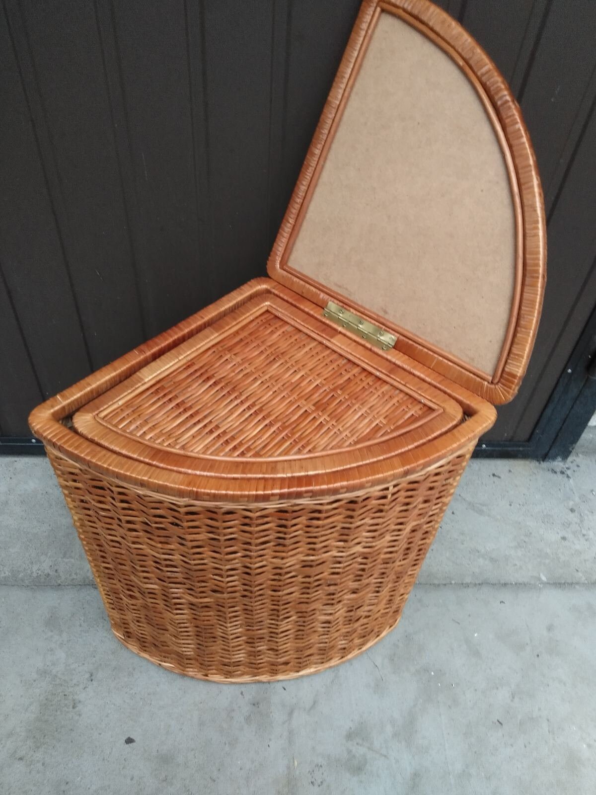 Set of 2 corner wicker laundry basket with lid HANDMADE rattan Etsy