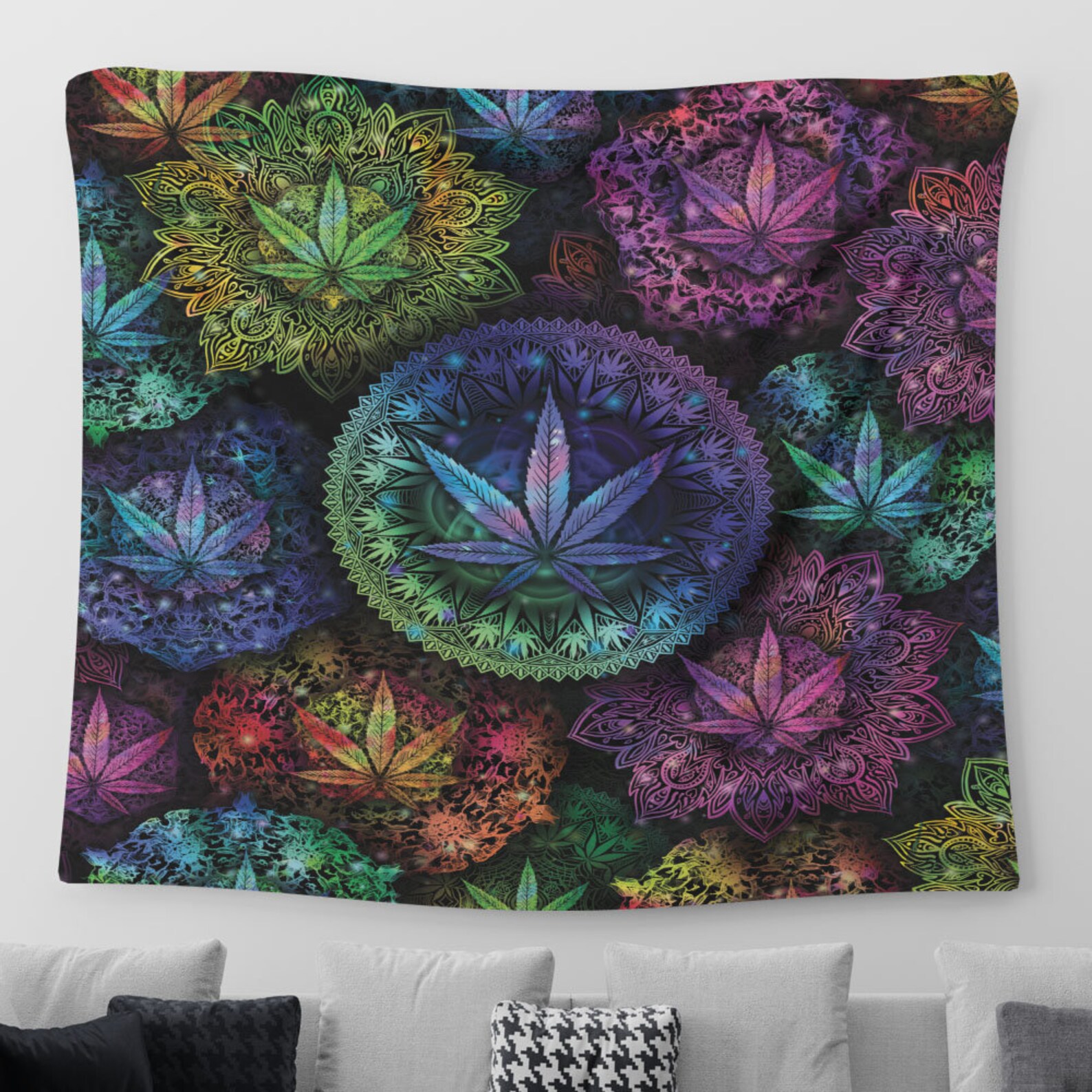 Weed Mandala Pattern Wall Decor Wall Hanging Tapestries Weed Etsy