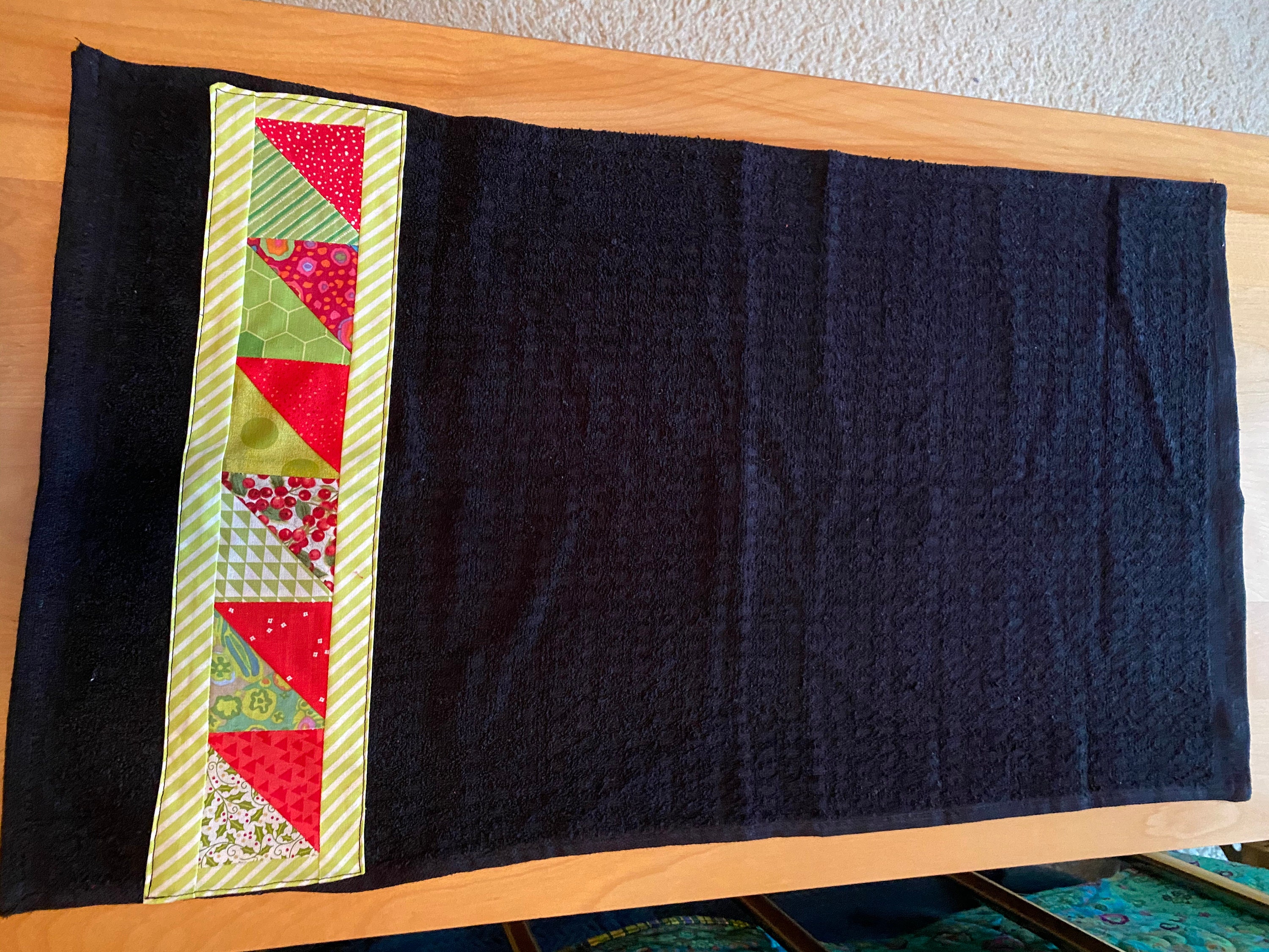 Set of Two Black Christmas Handmade Quilted Kitchen Towels 