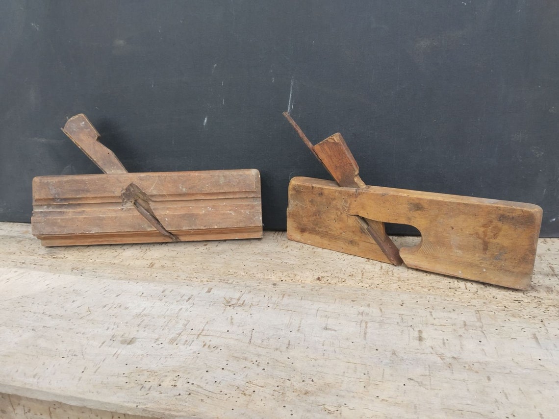 Vintage Set of Two Wood Hand Planers Etsy