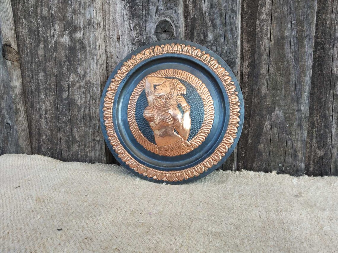 Vintage Copper Wall Decor Plate Etsy