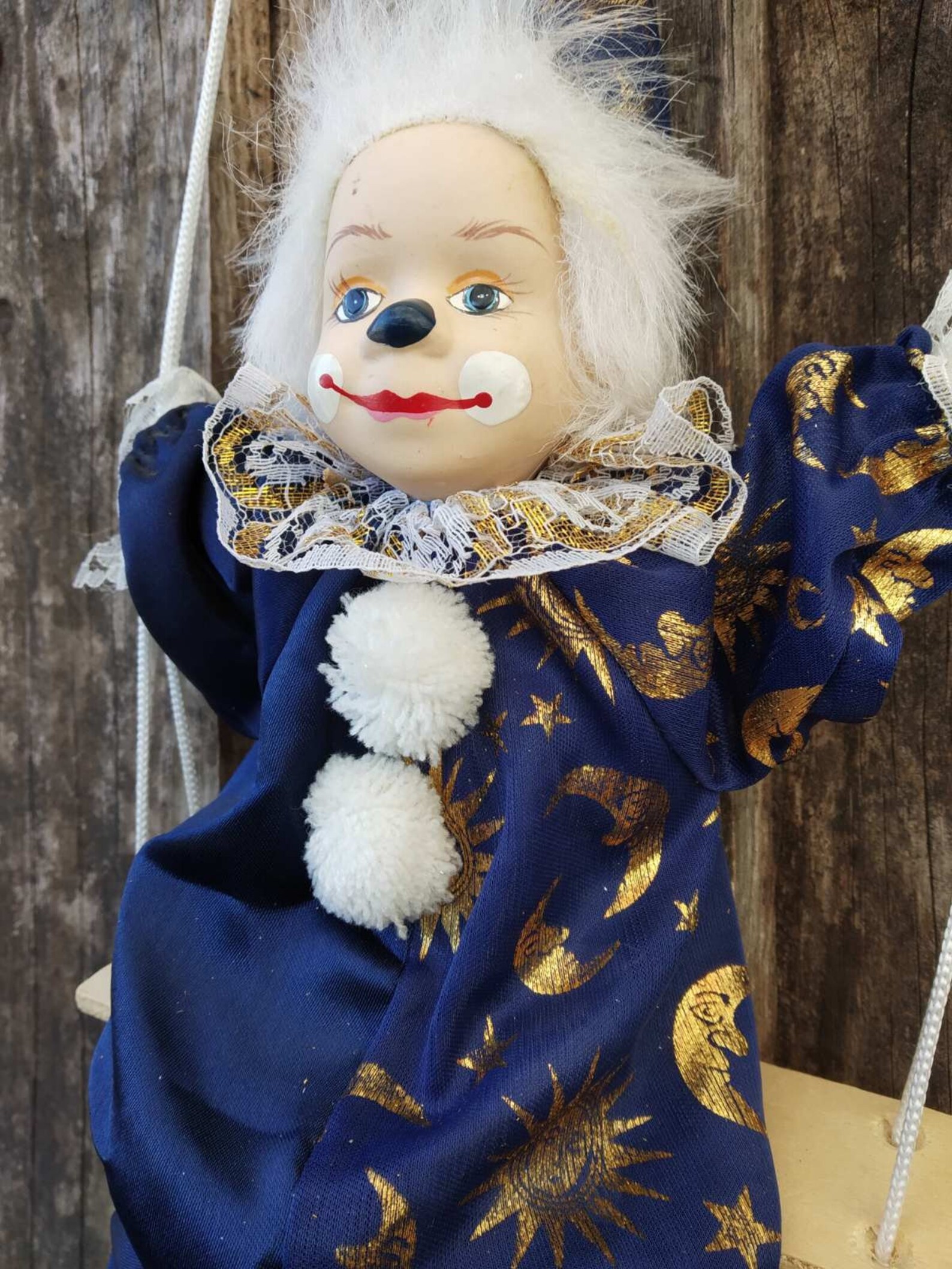 Vintage Clown Porcelain Doll on a Swing Etsy