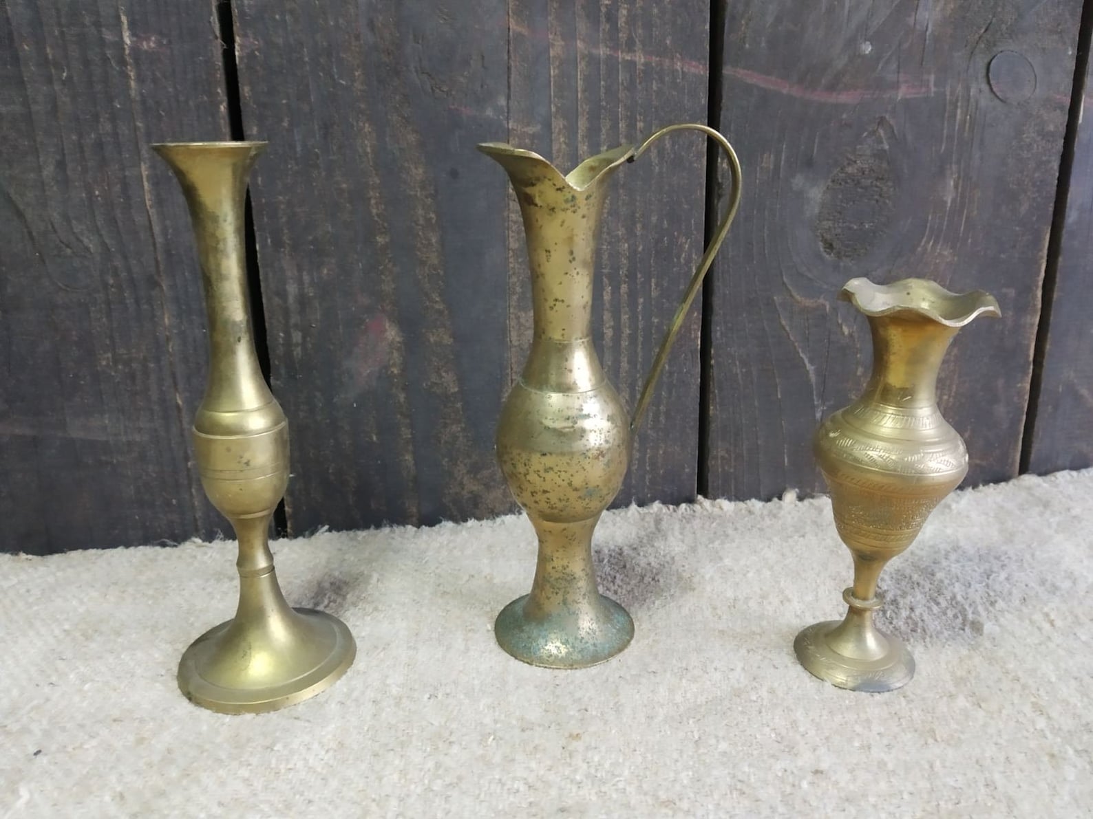 Set of Three Vintage Bronze Vases Etsy