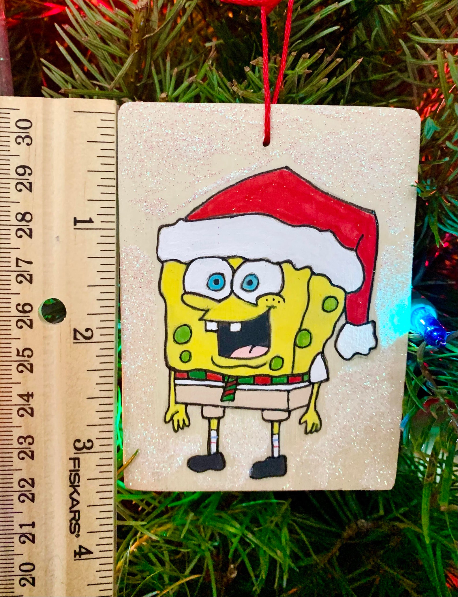 Handpainted Spongebob Squarepants Santa Christmas Ornament Etsy