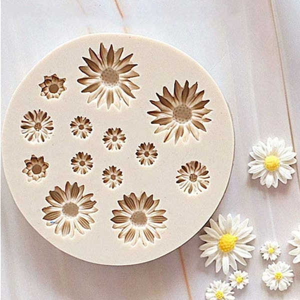 Flower Fondant Cake Molds,Daisy Flower,Candy Silicone Molds Set for Chocolate Fondant Polymer Clay Soap Crafting Projects Cake Decoration