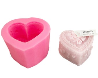 3D Rose Flower Heart Shaped Silicone Fondant Mold for Chocolate Cake Dessert Decoration,   Handmade Soap Candle Molds