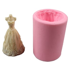 3D Small Wedding Dress Silicone Mold for Baking Chocolate Candy Cake Cupcake Decoration Jelly Ice Cube Soap Gummy Crayons Lollipop