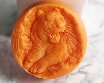 Tiger Silicone Mold: Chocolate, Cake Decoration, Round Soap, Lotion Bar Making