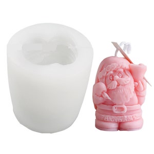 Christmas Silicone Candle Mould Santa Claus 3D Soap Mold Aroma Candle Gypsum Mold Chocolate Molds for Xmas Home Decor(Random color)