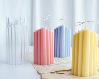 Stripe Pillar Candle Molds: DIY Ribbed Cylinder Candle Making