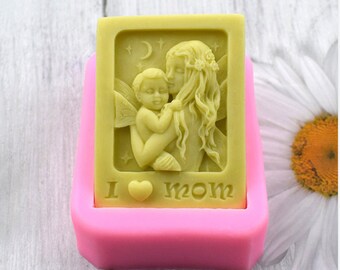 Silikon tvålform / Form: DIY tvål lotion bar tillverkningsverktyg 'Jag älskar mamma'
