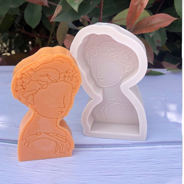 Silicone Candle Mold 3D Silicone Portrait Candle Soap Mold Aromatherapy Candle Plaster DIY Candle Making Molds Cake Moulds Soap Molds