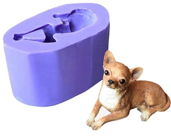 3D Dog Silicone Mold: Fondant, Chocolate, Cake Topper, Soap, Candle Ornament Making (10.5x6x5.5cm)
