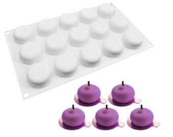 Molde redondo de silicona para galletas: ideal para dulces, repostería, chocolate, pudín y elaboración de jabón. 15 cavidades.
