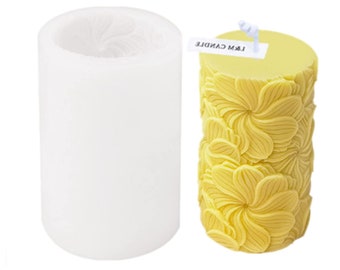 Swirl Flower Cylinder Silicone Mold: DIY Pillar Candle Mould