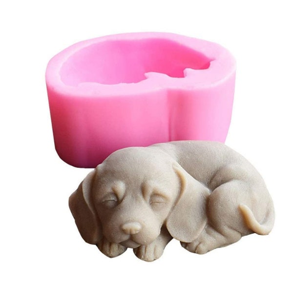 3D Dog Silicone Soap Mold Cute Puppy Candle Mold Chocolate Mousse Cake Baking Moulds-Random color