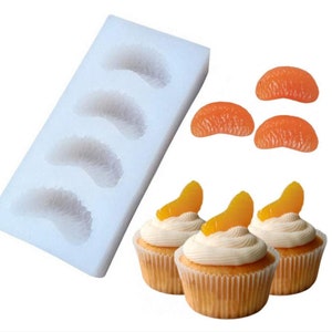 4-Cavity Tangerine Slice Silicone Mold for Cake Cupcake Decoration Chocolate Candy Resin Polymer Clay Soap Embeds Mold