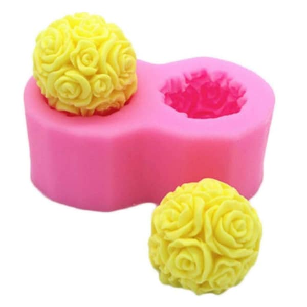 Moule à bougie en silicone, boule de rose 3D, moule à bougie d'aromathérapie pour barre de lotion, bombe pour le bain, crayon de cire, papier polymère, pâte fimo, cadeau d'artisanat d'art