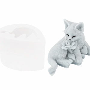 Molde de silicone em formato de rosa de gato: molde para sabonete, vela e decoração em resina