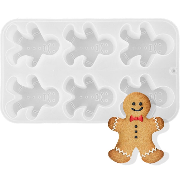 Moule en silicone pour bonhomme en pain d'épice - Moule en pain d'épice de fête de Noël pour chocolats, savons, pâtisseries, glaçons (couleur aléatoire)