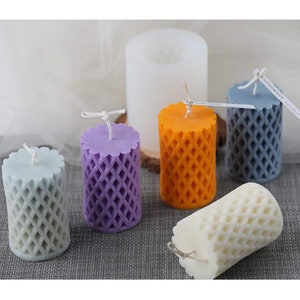 3D Mesh Cylindrical Candle Mold DIY Candle Aromatherapy Mould Silicone Mold Handmade Soap Mold Silicone Crafts Art Supplies Moulds