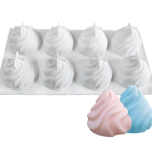 8 cavità Stampi per gelato a spirale Torta fondente Forma Dessert francese Gelato Gelatina al cioccolato Budino al tartufo Cupcake Mousse Stampo da forno