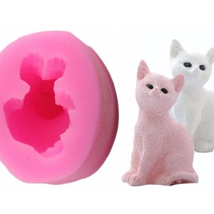 3D Kitten Candle Mold Small Size Cute Cat Silicone Mold for Fondant, Mini Soap, Polymer Clay, Wax, Crayon