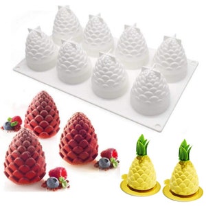 8-Cavity 3D Pinecone Silicone Baking Mold for Candles, Pinecone Silicone Mold for Soap, Mousse Cake Mold, French Dessert Mold