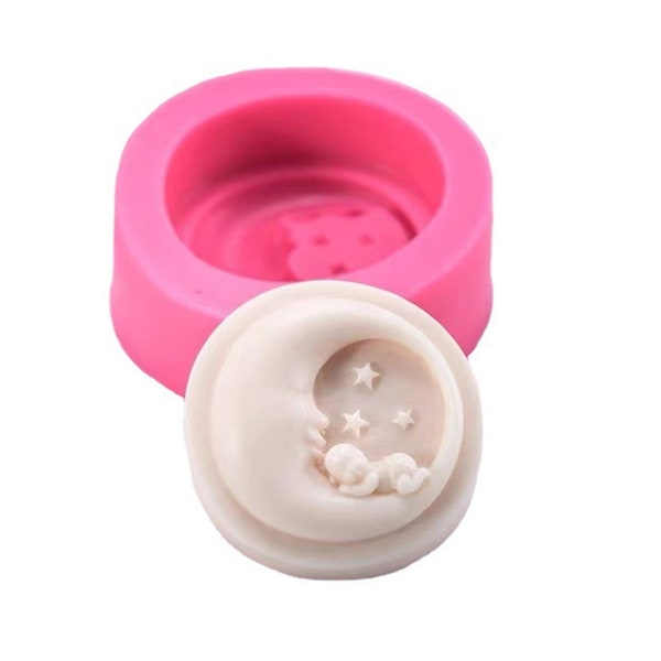 Cute Sleeping Baby Silicone Mold Moon Shape Soap Mold For Soap Making Handmade Silicone Candle Mould DIY Cake Decorating Tool