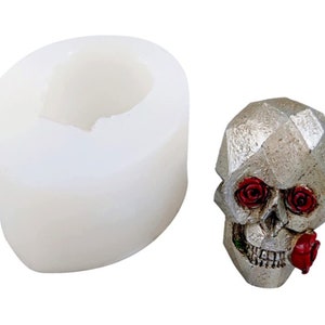 Small Size 3D Skull Head Silicone Candle Mold Halloween Fondant Cake Decorating Tools Chocolate Candy Resin Plaster Making Mould