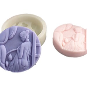 Molde redondo de silicona para jabón, diseño de baño de belleza, herramienta para hacer velas y loción de jabón.