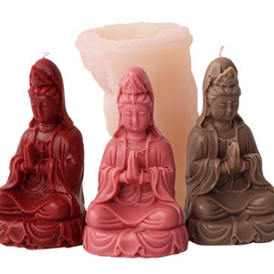 Crouching Lotus Guanyin Candle Mold DIY Aromatherapy Candle Mold Sitting Guanyin Bodhisattva Gypsum Sugar Turning Mold