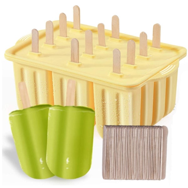 12 PCS Silicone Popsicle Molds Easy-Release BPA-free Popsicle Maker Molds Ice Pop Molds Homemade Popsicle Ice Pop Maker with 50PCS Sticks