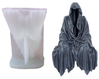 Mysterious Ghost Man in Black Silicone Candle Mold Halloween Death Chocolate Molds for DIY Handmade soap mold