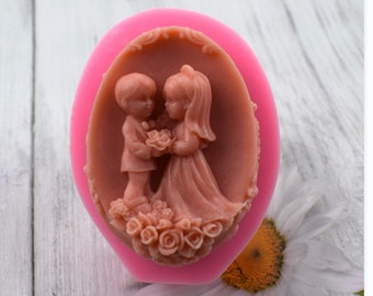 Silikon tvålform bröllopstema form DIY oval lotion bar verktyg
