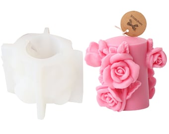 Flower Pillar Candle Mold: Silicone Candles Moulds