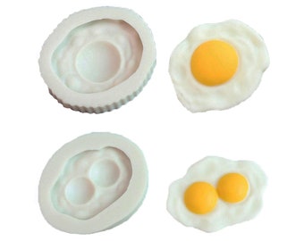 Fried Egg Silicone Mold: Double Yolk Fondant, Chocolate, Cake Decor, Resin Making (2 Pieces)