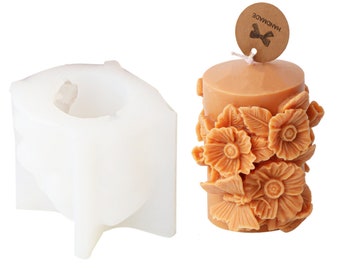 Molde de silicona para velas en forma de columna floral: Herramienta para hacer velas de cera para bodas