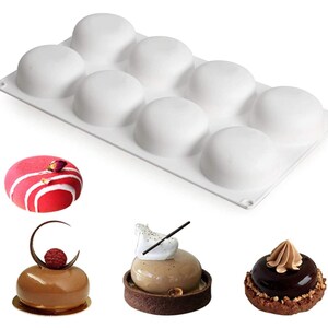 Silicone Cake Mold for Baking，8 Holes 3D Stone Round Shape Silicone Mousse Cake Pop Form,Non-Stick Candy Chocolate Jelly Baking Mould