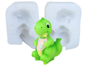 Molde de silicona de dinosaurio bebé 3D: fondant, chocolate, jabón, decoración de velas de arcilla