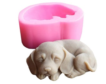 3D Dog Silicone Soap Mold Cute Puppy Candle Mold Chocolate Mousse Cake Baking Moulds-Random color